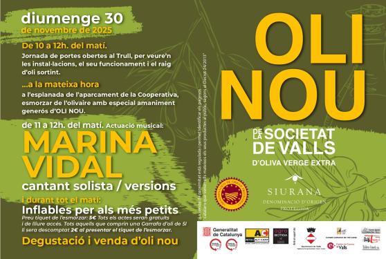 Aquest diumenge arriba la Festa de l?Oli Nou 2025 a Valls amb una collita de qualitat i un preu m&eacute;s accessible
